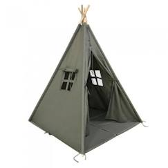 Jouet-Tente Tipi pour Enfants SUNNY Alba en Gris - Coussin Pliant Inclus - 120x120 cm