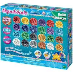 Jouet-Activités artistiques et musicales-Loisirs créatifs-Perles, mode et coffrets créatifs-Recharge perles éclats Aquabeads - 2000 perles de 8 couleurs et 3 formes