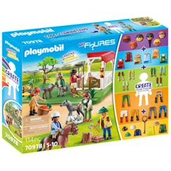 Jouet-Jeux d'imagination-Figurines, mini mondes, héros et animaux-PLAYMOBIL - 70978 - My Figures: Ranch équestre - Figures - Combinez vos personnages Animaux & Nature