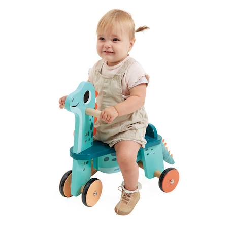 Porteur bébé en bois JANOD - Dinosaure Portosaurus - Roues silencieuses - Dès 12 mois BLEU 4 - vertbaudet enfant 