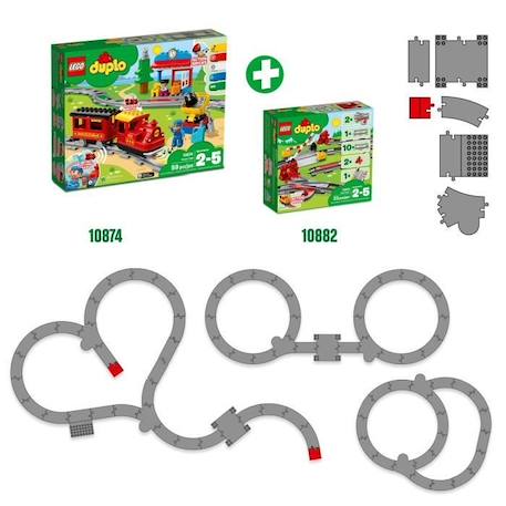 LEGO® DUPLO Town Les Rails du Train Jeu de Construction - Circuit avec Brique d'Action Rouge GRIS 5 - vertbaudet enfant 