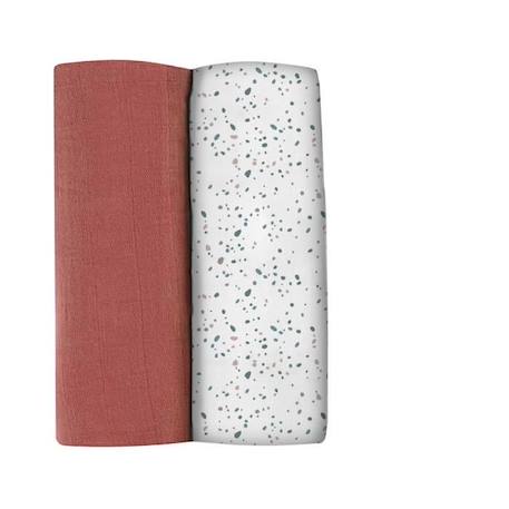 BEABA, Boîte 2 LANGES 120cm -  Brique / Terrazzo ROUGE 2 - vertbaudet enfant 