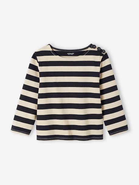 Fille-T-shirt, sous-pull-Tee-shirt marinière personnalisable effet molleton fille manches longues