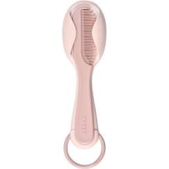 Puériculture-Toilette de bébé-BÉABA, Peigne + brosse à cheveux, bébé/enfant, Système de rangement du peigne intégré au dos de la brosse, Old Pink