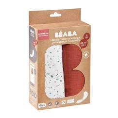 Linge de maison et décoration-Linge de lit bébé-BEABA, Boîte 2 LANGES 120cm -  Brique / Terrazzo