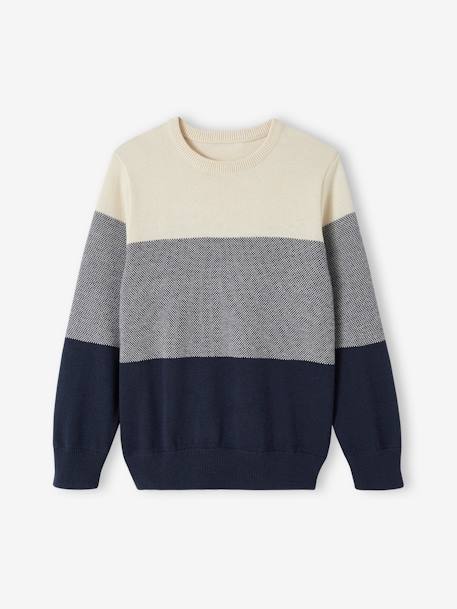 Pull colorblock garçon maille fantaisie  - vertbaudet enfant