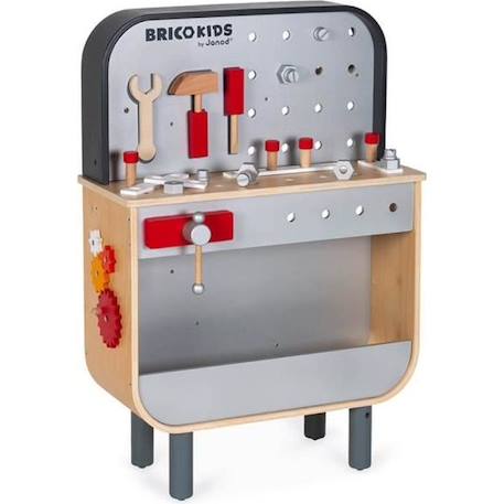 Etabli Reverso Brico'kids - Jouet d'Imitation Bricolage en Bois - Dès 3 ans - JANOD - 34 pièces - Beige BEIGE 1 - vertbaudet enfant 