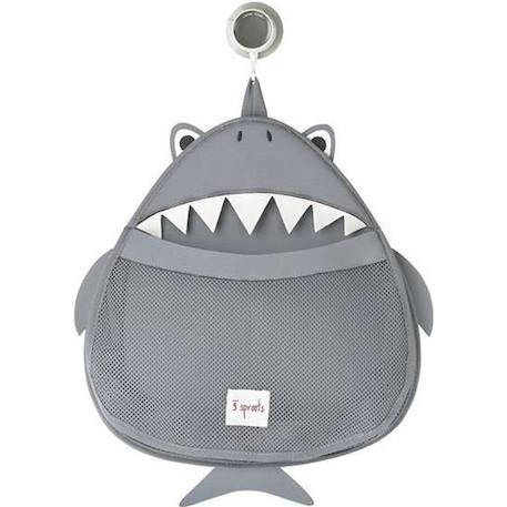 Filet de rangement pour le bain Requin - 3 Sprouts - résistant à la moisissure - ventouse antidérapante GRIS 1 - vertbaudet enfant 