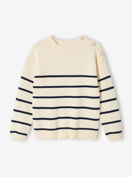 Pull marinière fantaisie fille rayé marine+rose bonbon+rose poudré 2 - vertbaudet enfant 