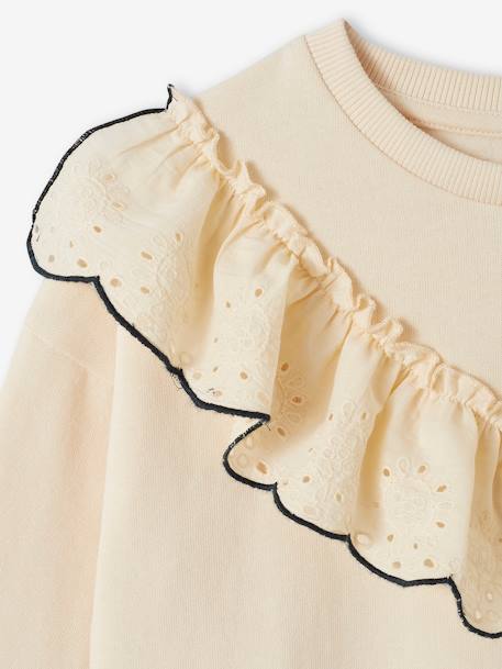 Sweat avec volant en broderie anglaise fille corail+vanille 6 - vertbaudet enfant 