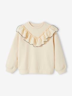 -Sweat avec volant en broderie anglaise fille