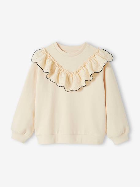 Sweat avec volant en broderie anglaise fille corail+vanille 4 - vertbaudet enfant 