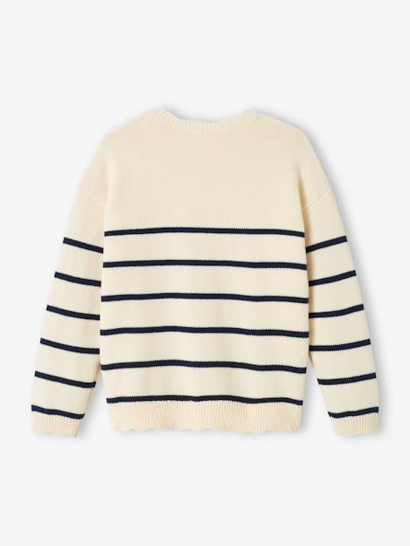 Pull marinière fantaisie fille marine+rayé marine+rose bonbon 8 - vertbaudet enfant 