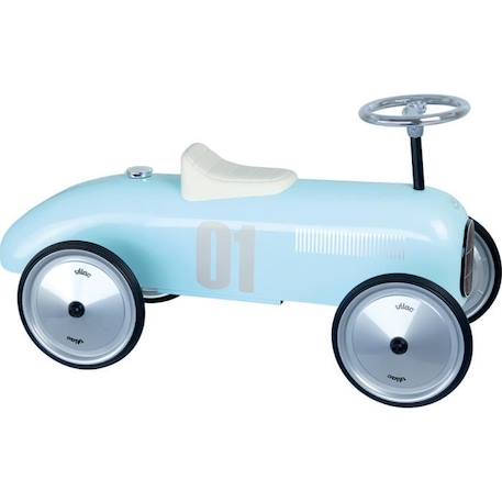 Porteur voiture de course en métal - Vilac - Vintage bleu tendre - Pour enfant dès 18 mois BLEU 4 - vertbaudet enfant 