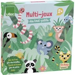 -Coffret de jeux pour tout-petits Vilac - M. Carlslund - Jeu de pêche magnétique, loto, Touche et Trouve, jeu des échelles et jeu de