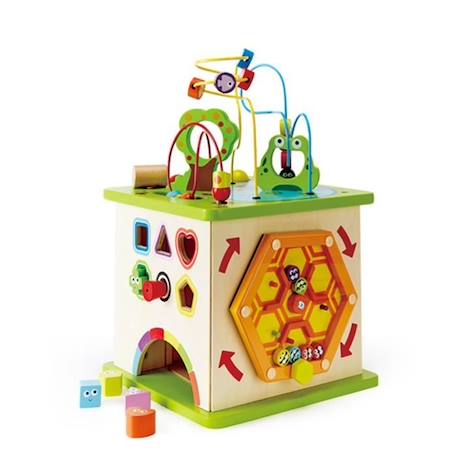 Cube d'activité Country Critters Hape - Jouet d'éveil en bois pour bébé de 12 mois et plus BEIGE 1 - vertbaudet enfant 