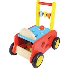 Porteur - Pousseur multiactivités en bois VILAC - 3 en 1 - Rouge - Mixte - A partir de 12 mois  - vertbaudet enfant