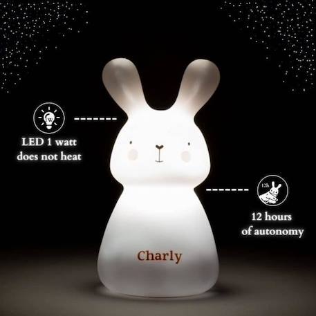 Veilleuse lapin «Charly» de Olala® - Veilleuse enfant rechargeable Induction lumière douce et rassurante BLANC 3 - vertbaudet enfant 