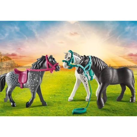 PLAYMOBIL - 70999 - 3 chevaux : Frison, Knabstrupper et Andalou - Avec 1 selle et 3 licols BLEU 3 - vertbaudet enfant 