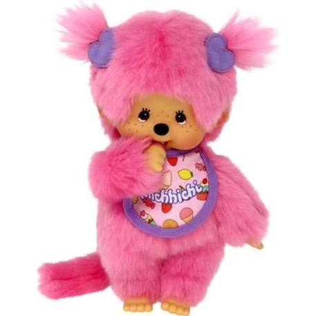 Peluche Monchhichi Frozen Fruit 20 cm - BANDAI - Fourrure rose - Bavoir gourmand - Cadeau enfant ROSE 1 - vertbaudet enfant 