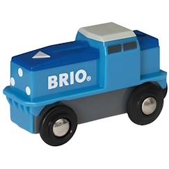 Jouet-Jeux d'imagination-Véhicules, garages, circuits et trains-Locomotive de fret bleue à pile BRIO - 33130 - pour enfant de 3 ans - intérieur