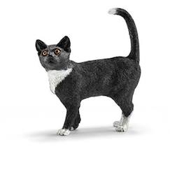 Jouet-Jeux d'imagination-Figurines, mini mondes, héros et animaux-Figurine Schleich - Chat Debout - Animal de la Ferme - Noir et Blanc - 3 ans et plus