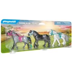 -PLAYMOBIL - 70999 - 3 chevaux : Frison, Knabstrupper et Andalou - Avec 1 selle et 3 licols