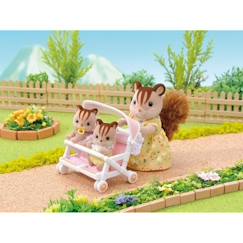 Jouet-Jeux d'imagination-Poussette Double Sylvanian Families - Confortable et Pratique - Pour Jumeaux - Filles à partir de 4 ans