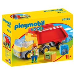 Jouet-Jeux d'imagination-Figurines, mini mondes, héros et animaux-Camion benne PLAYMOBIL 1.2.3 - Jouet pour enfant de 18 mois et plus