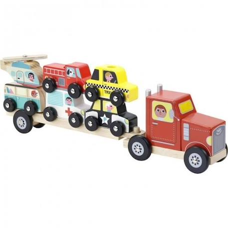 Jouet d'éveil en bois - Vilac - Empil'auto - Camion porteur - Rouge - À partir de 2 ans ROUGE 1 - vertbaudet enfant 