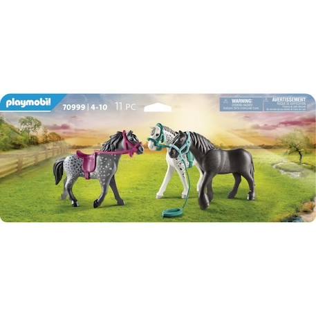 PLAYMOBIL - 70999 - 3 chevaux : Frison, Knabstrupper et Andalou - Avec 1 selle et 3 licols BLEU 2 - vertbaudet enfant 