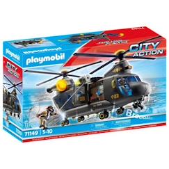 Jouet-Jeux d'imagination-PLAYMOBIL 71149 Hélicoptère de transport des forces spéciales- - Les policiers - City Action- Unité d'élite