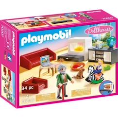 Jouet-Jeux d'imagination-Figurines, mini mondes, héros et animaux-PLAYMOBIL - 70207 - Dollhouse La Maison Traditionnelle - Salon avec cheminée