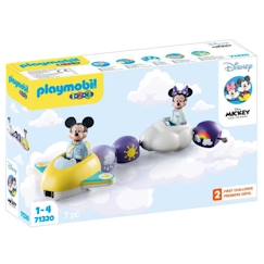 Jouet-Jeux d'imagination-Figurines, mini mondes, héros et animaux-Train des nuages de Mickey et Minnie - PLAYMOBIL 1.2.3 - Disney - 7 pièces