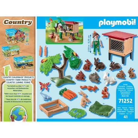 PLAYMOBIL - 71252 - Country La Ferme - Enfant avec enclos et lapins BLEU 3 - vertbaudet enfant 