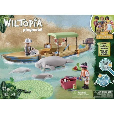 PLAYMOBIL - 71010 - Wiltopia - Pirogue et lamantins -  Plus de 80% de matériaux recyclés ou biosourcés MARRON 6 - vertbaudet enfant 