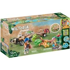 Jouet-Jeux d'imagination-Figurines, mini mondes, héros et animaux-PLAYMOBIL - 71011 - Wiltopia - Quad de secours pour animaux - Matériaux recyclés ou biosourcés