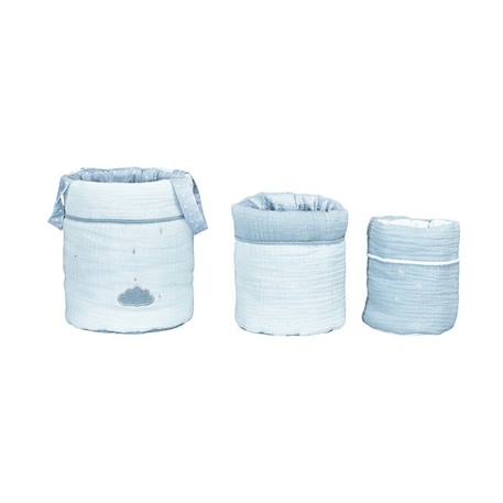 Lot de 3 paniers de rangement en coton BLEU 1 - vertbaudet enfant 