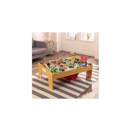 Circuit Train et Table de jeux Adventure Town en bois - KidKraft - 120 pièces - EZ Kraft MARRON 1 - vertbaudet enfant 