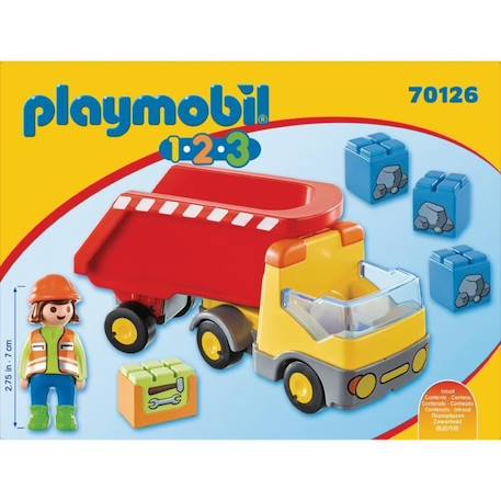 Camion benne PLAYMOBIL 1.2.3 - Jouet pour enfant de 18 mois et plus JAUNE 2 - vertbaudet enfant 