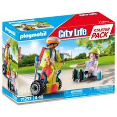 Jouet-Jeux d'imagination-PLAYMOBIL - 71257 - City Action Les Secouristes - Starter Pack - Secouriste avec gyropode