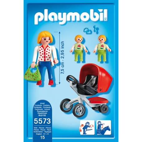 PLAYMOBIL - City Life - Maman avec Jumeaux et Landau - Mixte - A partir de 4 ans BLEU 3 - vertbaudet enfant 