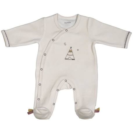 Pyjama bébé à  manches longues en velours BEIGE 1 - vertbaudet enfant 