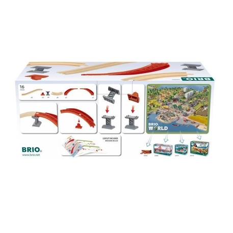 Circuit extension double niveaux - BRIO - Brio World - Rails sinueux - Coffret 16 pièces VERT 4 - vertbaudet enfant 