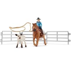 Jouet-Jeux d'imagination-Figurines, mini mondes, héros et animaux-Coffret SCHLEICH - Equipe de Cowboy et leurs lassos - 42577 - Gamme Farm World