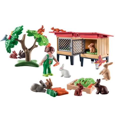 PLAYMOBIL - 71252 - Country La Ferme - Enfant avec enclos et lapins BLEU 2 - vertbaudet enfant 