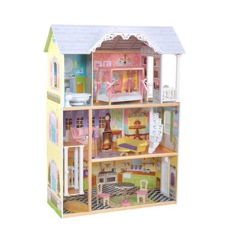 Maison de poupées en bois Kaylee KIDKRAFT avec 10 accessoires MARRON 3 - vertbaudet enfant 