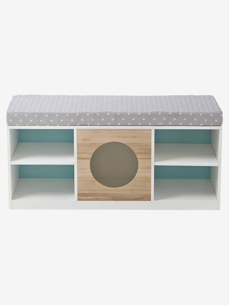 Meuble 2 en 1 rangement + banquette Hublot blanc/bois 2 - vertbaudet enfant 