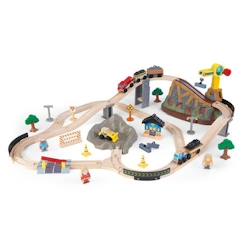 -KidKraft - Circuit train en bois Bucket Construction avec 61 accessoires