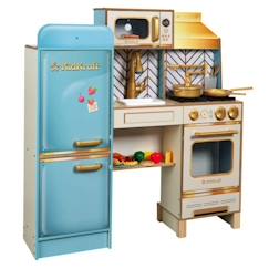 Jouet-Jeux d'imitation-KidKraft - Cuisine en bois Retro Cool pour enfant avec sons et lumières - 20 accessoires inclus